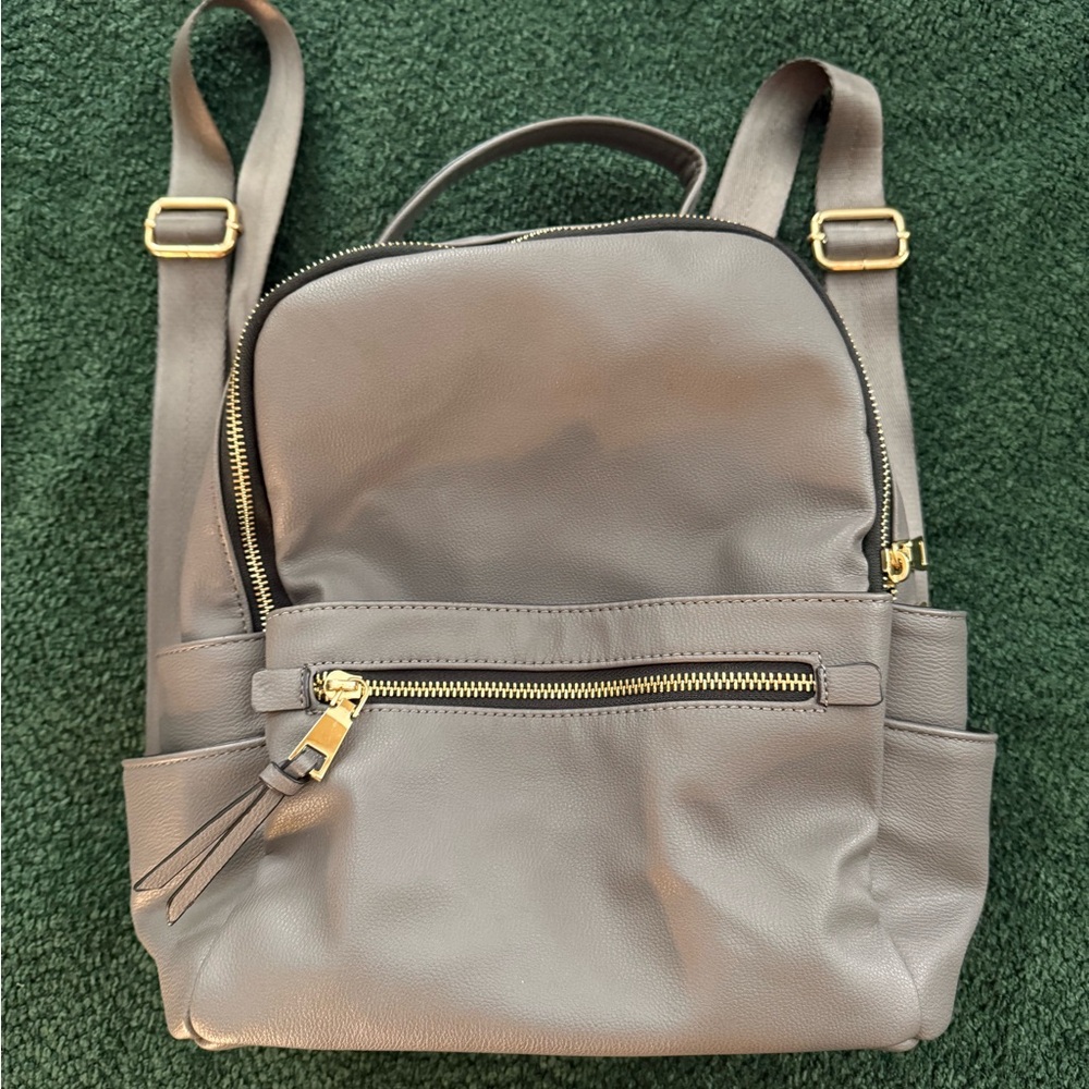 Gray Leather Backpack - image 1